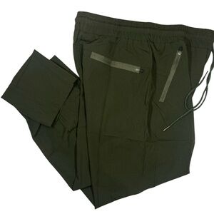 Mens Nylon Jogger Pants Elastic Waist Drawstring Zip Pockets Medium Coofandy New